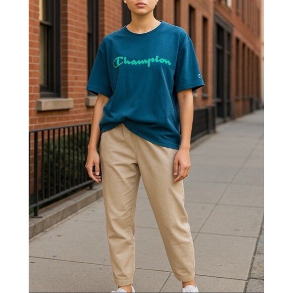 Champion Women's Boxy T-Shirt Logo Athleticwear Teal Blue Soft Cotton Plus XXL - Picture 13 of 13